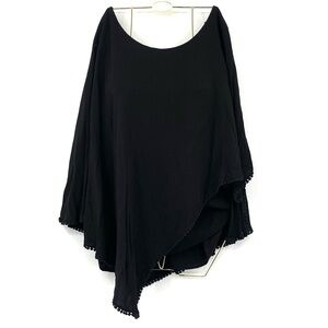 Cirana Black Asymmetrical Top Women’s Medium‎ Lagenlook Layered Boho Whimsigoth